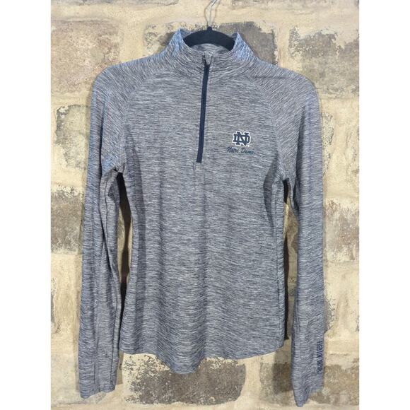 Colosseum Notre Dame Top Woman's Small Gray 1/4 Zip Fitted Lightweight Running - Picture 2 of 12